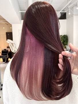 ヨロ 小岩(YOLO) 小岩ブリーチインナーカラーピンクブリーチなしピンクブラウン