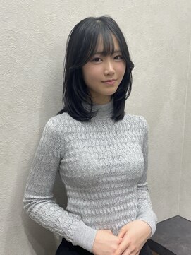 フレーム 博多店(FRAME) 黒髪ミディアム韓国風顔周りレイヤー【福岡/博多】