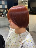 7950ベビーピンクカシスレッドマッシュパーマ韓国ボブ