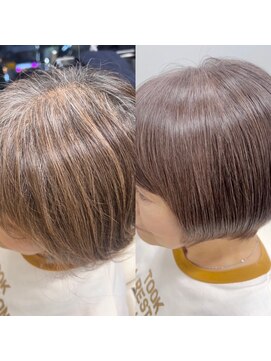 アルトル 池袋(altru) 白髪ぼかしホワイトブラウンチェリーブラウンミニウルフ　元重