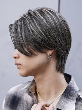 フィフス 大分(fifth) 大分メンズミディアムセンターパートハイライトメッシュカラー