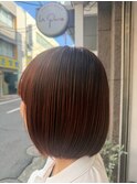 20代30代切りっぱなしボブミニボブ重めボブ前髪あり明るめ