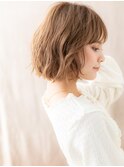 ヘーゼルブラウンゆるふわミディアムボブパーマY上尾20代30代