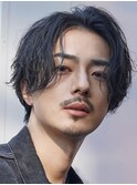 シャドウパーマルーズパーマ毛流れヘアメンズセンターパート原宿