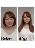 重めボブでも馴染むエクステ