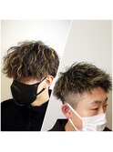 ツイストパーマ&メッシュブリーチ