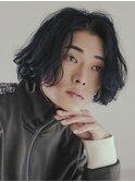 センターパートメンズマッシュパーマニュアンスパーマ刈り上げ