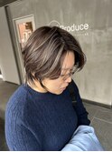白髪ぼかしハイライト×ショートウルフ