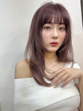 リコバイアフロート(riko by afloat) レイヤーカット/ストレート/レイヤーロングベージュピンク