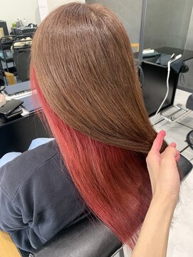 ディティール(Detail) インナーカラー×ワインレッド