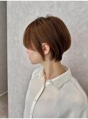 小顔見せショートベージュカラーブリーチしない透明感カラー