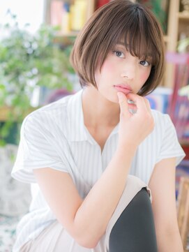 カバーヘア イヴ 戸頭店(COVER HAIR EVE) 細巻きハイライト斜めバング前下がりミニボブh3戸頭20代30代40代