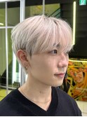 メンズ韓国マッシュホワイトブロンドワックスなし