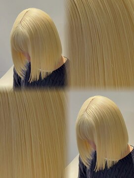 ベレーザ 渋谷(BELEZA) 7364全頭ブリーチミニマルボブレイヤーグレーホワイトブロンド