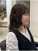 △ボブパーマミディアムパーマ癖毛風パーマベージュグレージュ