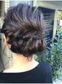 セミロング/ヘアセット/ダークグレージュ/シニヨン