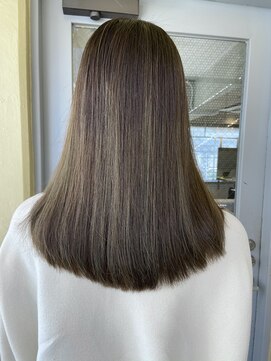 エンシー(ENCI) ハイライト/カーキグレージュ/セミロング