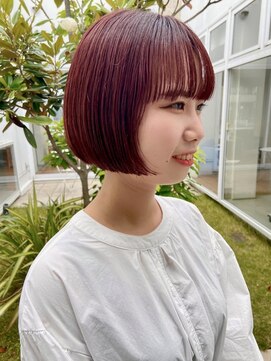 トップヘアー スパアンドリラクゼーション 安城(spa&relaxation) ぷつっとカットミニボブチェリーレッド/ベビーピンク