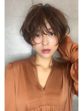 リークフー(Ree cu fuu) 小顔ショート丸みショート顔周りカットこなれヘアマロンブラウン