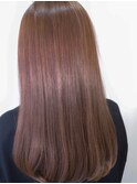 ピンクベージュ艶髪ロング_イメチェン前髪小顔レイヤーカット_13
