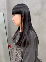 テトヘアー(teto hair) 黒髪パッツンワイドバング刈り上げ漆黒カラー
