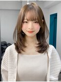 小顔 前髪 レイヤーカット ホワイトグレージュ"