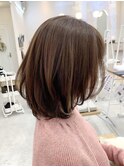 ミディアムレイヤー◎くすみベージュ韓国風巻き20代～50代☆