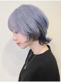 ブルーラベンダー×韓国風ウルフボブ 中性ウルフ 7s616
