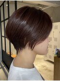 ショートボブひし形ショートスタイルモカブラウンカラー