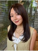 レイヤーカット/ピンクブラウン/ 透明感カラー　暗髪