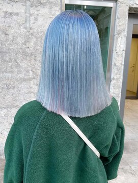 ワンズクロエ 原宿店(ONE's Chloe) くびれヘアアプリコットオレンジハイライトカラーブルーカラー