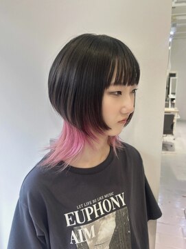 ネオリーブウリ 二子玉川店(Neolive uri) ミディアムヘア暗めカラーデザインカラーフェイスフレーミング