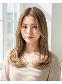 髪質改善カラーくびれミディアムレイヤーカット小顔アッシュ