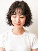 原宿切りっぱなしボブスパイラルパーマショートボブ20代30代40代