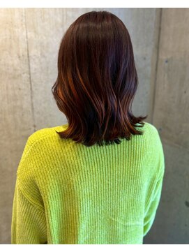 ロッカヘアエジェ(ROCCA hair eje.) 似合わせカット艶感ブラウン外ハネミディ