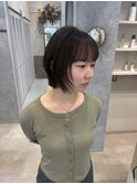 ボブ　ミディアムレイヤー　顔まわり　韓国風　艶髪　髪質改善