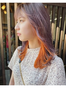 ヘアーサロン アウラ(hair salon aura) 【aura】カラースタイル　インナーオレンジ