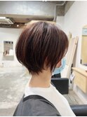 大人ショートヘアイルミナカラー白髪ぼかし