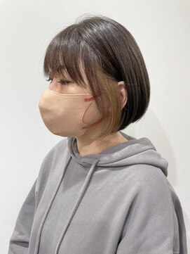 ベルクープス 天王寺店(Belle Coupes) 【BelleCoupes】イヤリングカラー アゴラインボブ グレージュ