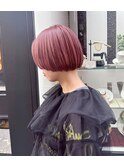 (銀座) 前上がりミニボブ　チェリーレッドカラー