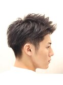 メンズビジネスナチュラルツーブロック七三アップバング理容室