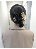 卒業式成人式前撮りヘアアレンジカチモリタイトツインシニヨン