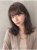 ◆くびれミディアムでイメチェン/小顔前髪/ピンクベージュ
