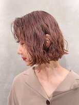 ボブニュアンスパーマ　ブリーチパーマ　クリームベージュ