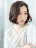 大人フェミニン前下がり小顔かきあげボブb古河20代30代40代
