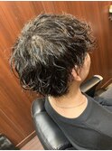 ハイライト/マッシュパーマ/ウルフ/アッシュブラック/波巻き