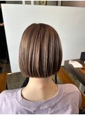 大人可愛いぱつっとボブ20代30代＊ワンレンボブシルキーベージュ