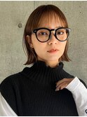 切りっぱなしボブタッセルボブ大人ボブ束感前髪ベージュカラー