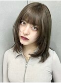 ブリーチなしダブルカラー透明感グレージュ【emi】