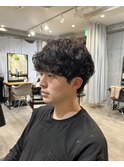 黒髪/ラウンドマッシュパーマ